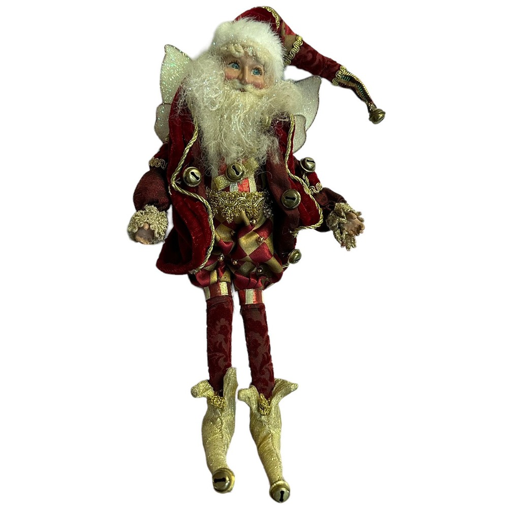 Mark Roberts Christmas Chris Kringle Fairy Jester 12" Bells Red Gold Velvet